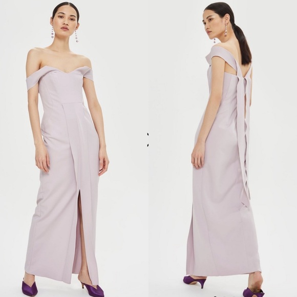 Topshop Dresses & Skirts - New Topshop Lavender Lilac Maxi Slit Shoulder Gown